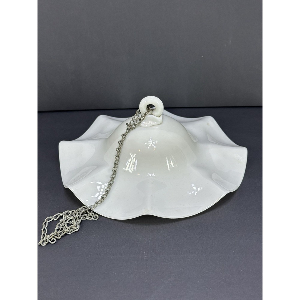 Antique Vintage Victorian Milk Glass Oil Lamp Smoke Bell 8" Ruffled Edge